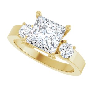 14K Yellow Gold 7x7 mm Square Ring Mounting – image 8