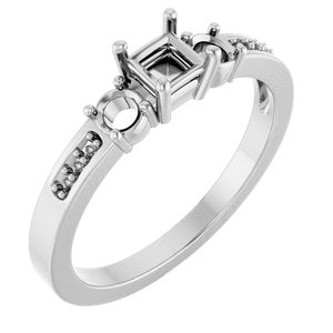 14K X1 White Gold 3.5x3.5 mm Square Ring Mounting – image 2