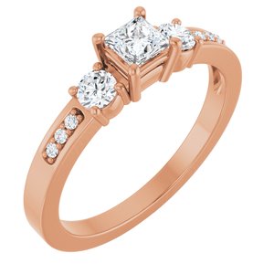 14K Rose Gold 3.5x3.5 mm Square Ring Mounting