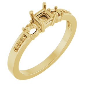 14K Yellow Gold 3.5x3.5 mm Square Ring Mounting – image 2