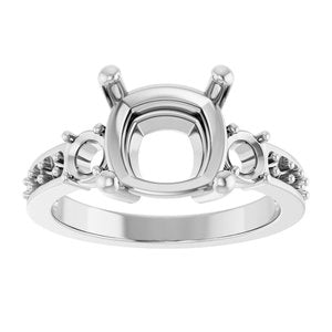 14K White Gold 9x9 mm Cushion Ring Mounting – image 6