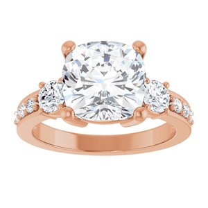 10K Rose Gold 9x9 mm Cushion Ring Mounting – image 5