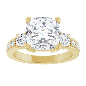 10K Yellow Gold 9x9 mm Cushion Ring Mounting – image 5