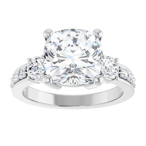10K White Gold 9x9 mm Cushion Ring Mounting – image 5