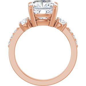 10K Rose Gold 9x9 mm Cushion Ring Mounting – image 3