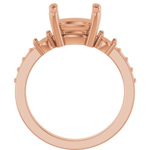 14K Rose Gold 9x9 mm Cushion Ring Mounting – image 4