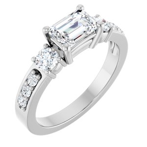 10K White Gold 6.5x4.5 mm Emerald Ring Mounting