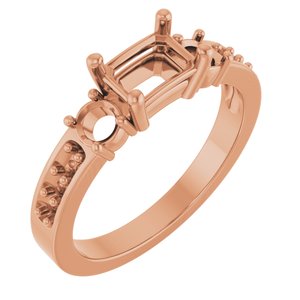 18K Rose Gold 6.5x4.5 mm Emerald Ring Mounting – image 2