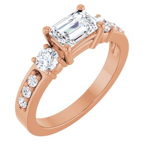 18K Rose Gold 6.5x4.5 mm Emerald Ring Mounting