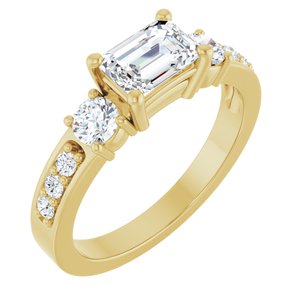 14K Yellow Gold 6.5x4.5 mm Emerald Ring Mounting