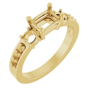10K Yellow Gold 6.5x4.5 mm Emerald Ring Mounting – image 2