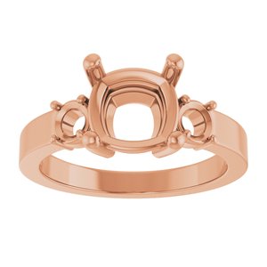 10K Rose Gold 8x8 mm Cushion Ring Mounting – image 6