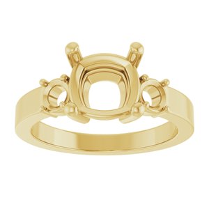 18K Yellow Gold 8x8 mm Cushion Ring Mounting – image 6