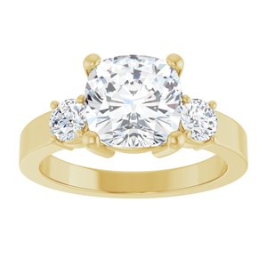 10K Yellow Gold 8x8 mm Cushion Ring Mounting – image 5