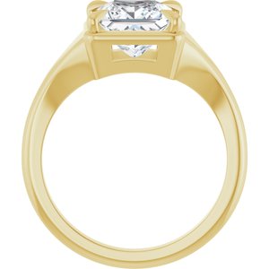 18K Yellow Gold 7x7 mm Square Ring Mounting – image 3