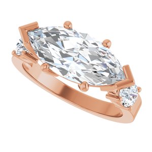 10K Rose Gold 15x7 mm Marquise Ring Mounting – image 8