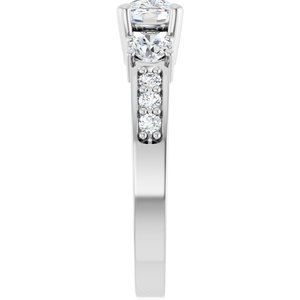 10K White Gold 7x5 mm Elongated Cushion Ring Mounting – image 7