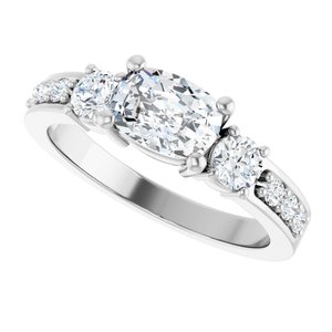 10K White Gold 7x5 mm Elongated Cushion Ring Mounting – image 8