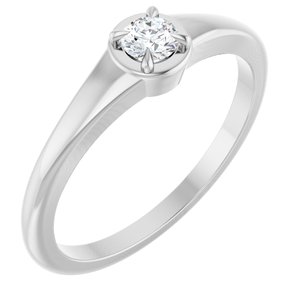 14K X1 White Gold 3.4 mm Round Ring Mounting