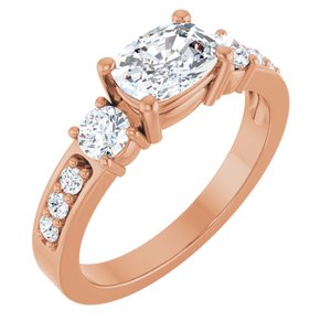14K Rose Gold 7x5 mm Elongated Cushion Ring Mounting