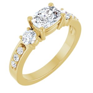18K Yellow Gold 7x5 mm Elongated Cushion Ring Mounting