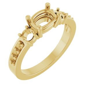 14K Yellow Gold 7x5 mm Elongated Cushion Ring Mounting – image 2