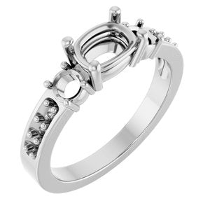 14K White Gold 7x5 mm Elongated Cushion Ring Mounting – image 2