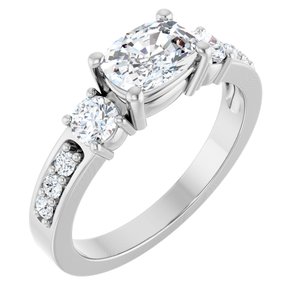18K White Gold 7x5 mm Elongated Cushion Ring Mounting
