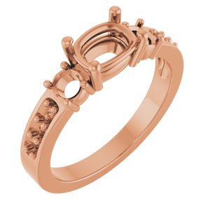 14K Rose Gold 7x5 mm Elongated Cushion Ring Mounting – image 2