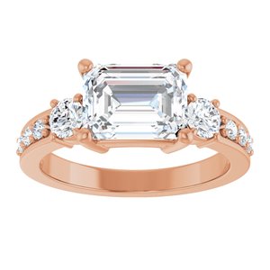 18K Rose Gold 8.5x6.5 mm Emerald Ring Mounting – image 5