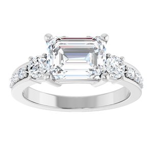 18K White Gold 8.5x6.5 mm Emerald Ring Mounting – image 5