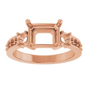 14K Rose Gold 8.5x6.5 mm Emerald Ring Mounting – image 6