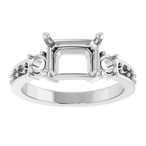 10K White Gold 8.5x6.5 mm Emerald Ring Mounting – image 6