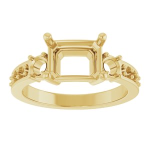 10K Yellow Gold 8.5x6.5 mm Emerald Ring Mounting – image 6