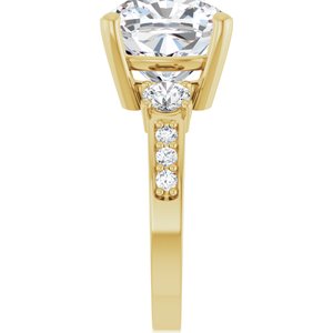 14K Yellow Gold 11x11 mm Cushion Ring Mounting – image 7