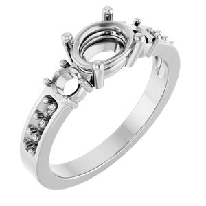 10K White Gold 7.5x5.5 mm Oval Ring Mounting – image 2