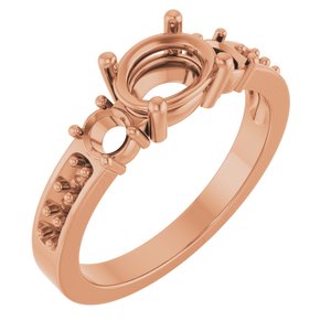 10K Rose Gold 7.5x5.5 mm Oval Ring Mounting – image 2