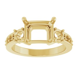 14K Yellow Gold 9x7 mm Emerald Ring Mounting – image 6