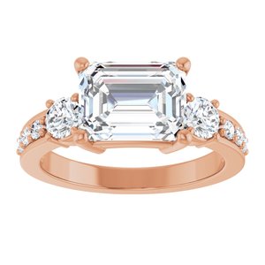 14K Rose Gold 9x7 mm Emerald Ring Mounting – image 5