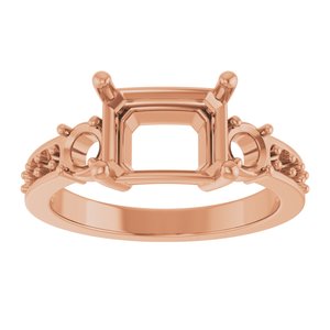 14K Rose Gold 9x7 mm Emerald Ring Mounting – image 6