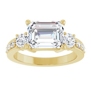 18K Yellow Gold 9x7 mm Emerald Ring Mounting – image 5