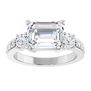 Platinum 9x7 mm Emerald Ring Mounting – image 5