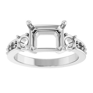 Platinum 9x7 mm Emerald Ring Mounting – image 6