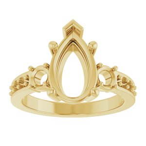 10K Yellow Gold 12x7.5 mm Pear Ring Mounting – image 6