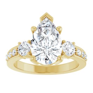 18K Yellow Gold 12x7.5 mm Pear Ring Mounting – image 5