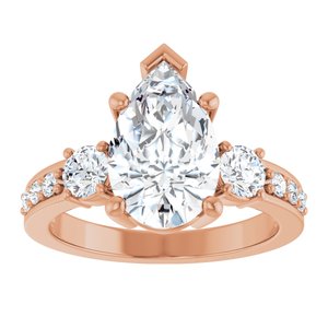 14K Rose Gold 12x7.5 mm Pear Ring Mounting – image 5