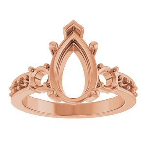 10K Rose Gold 12x7.5 mm Pear Ring Mounting – image 6
