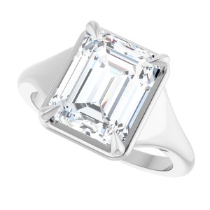 14K X1 White Gold 10x8 mm Emerald Ring Mounting – image 8