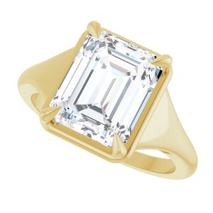14K Yellow Gold 10x8 mm Emerald Ring Mounting – image 8