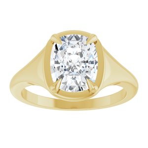 14K Yellow Gold 9x7 mm Elongated Cushion Ring Mounting – image 5